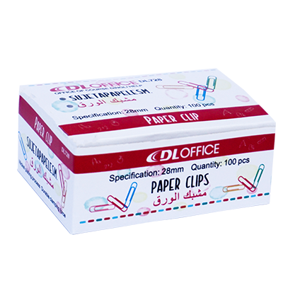 Agrafe de birou, colorate in PVC, 28 mm, DL Office, 100 buc